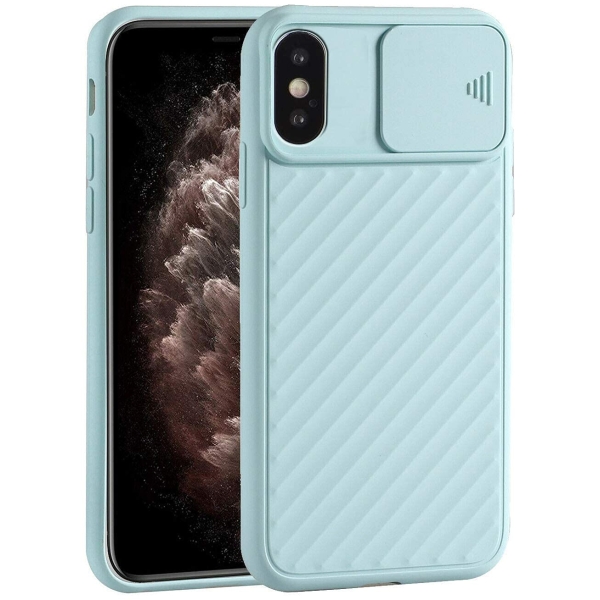 Cache Iphone XS Max avec protection d'appareil photo Cyan