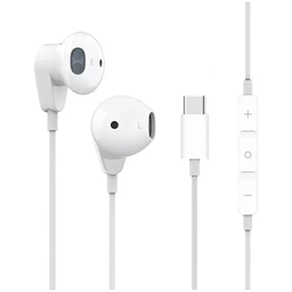 Kit Type C STEREO Earphones Blanc - Image 3