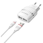 Borofone Chargeur BA24A double port usb TYPE-C  BLANC