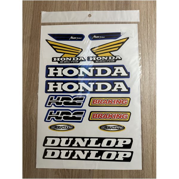 sticker décoration HONDA DUNLOP BLANC A4