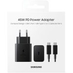 Chargeur samsung type c to type c 45W blanc cable 5a noir